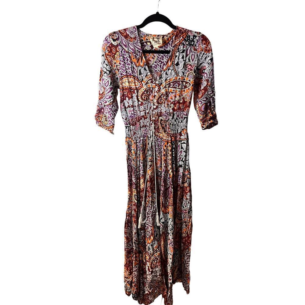 JAASE Boho Paisley Long Sleeve Maxi Dress Sz XS